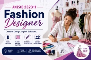 ANZSCO 232311 Fashion Designer creating garments and fashion concepts.