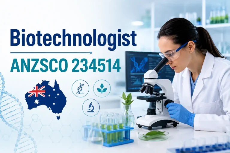 Biotechnologist ANZSCO 234514 laboratory research and biotechnology career assessment.