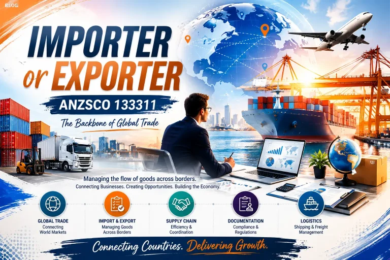 Importer or Exporter ANZSCO 133311 professional managing international trade and global supply chain operations.