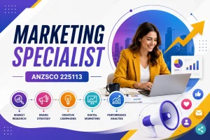 Marketing Specialist ANZSCO 225113 developing marketing campaigns and brand strategies.