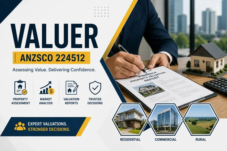 Valuer ANZSCO 224512 preparing a property valuation report.